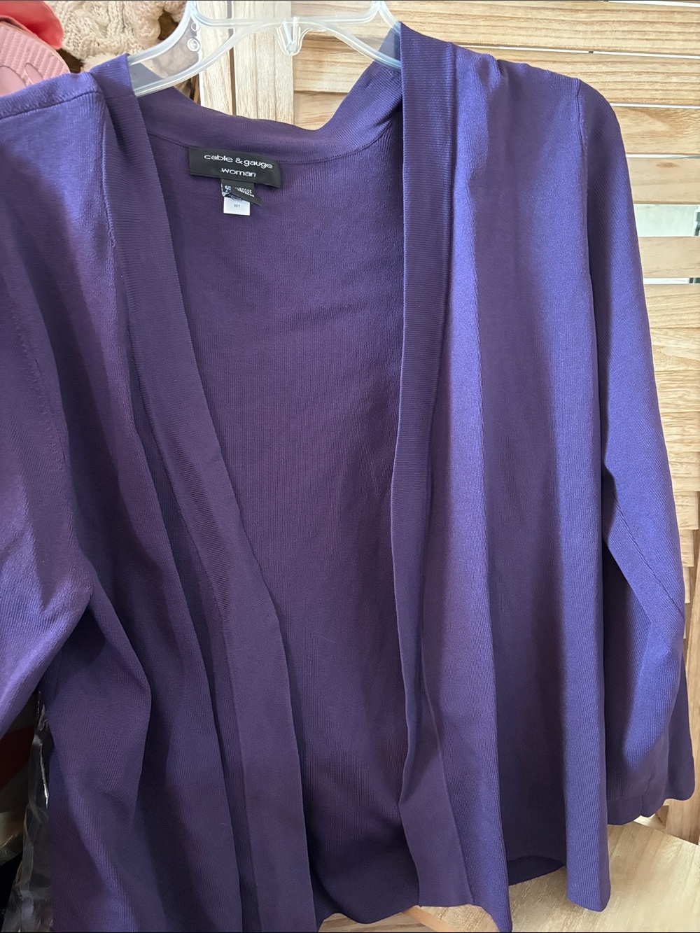 Cable & Gauge Purple 
 Open Cardigan 2X